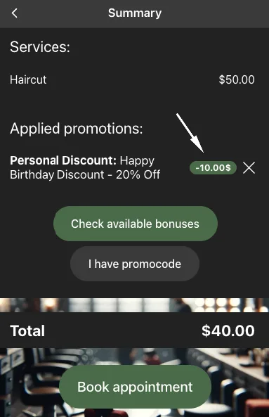 Bonus aniversar aplicat
