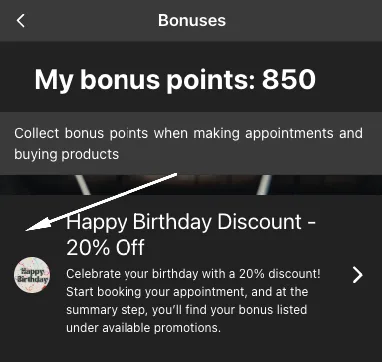 Selectarea bonusului aniversar